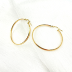 Load image into Gallery viewer, 14K Solid Gold Hollow Hoop
