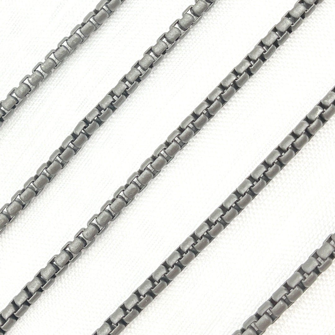 Black Rhodium Matt Sterling Silver Box Link Chain