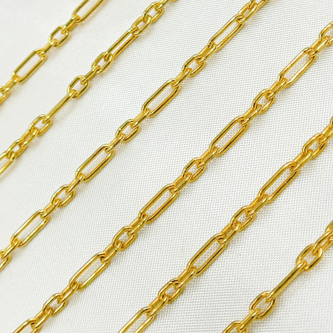 Gold Plated 925 Sterling Silver Diamond Cut Paperclip Link Chain. Z52GP