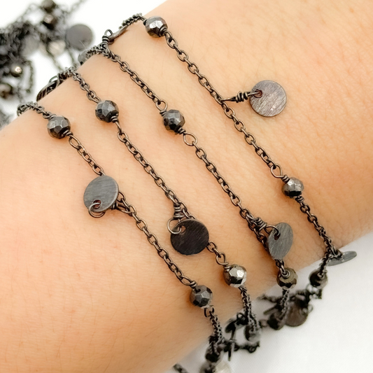 Pyrite and Dangle Disc Oxidized Connected Wire Chain