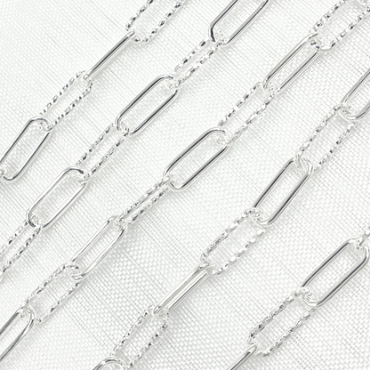 925 Sterling Silver Paperclip Link Chain.
