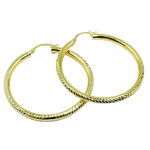 Load image into Gallery viewer, 14K Gold Hoop Earrings with Engraved Tornado Design. 