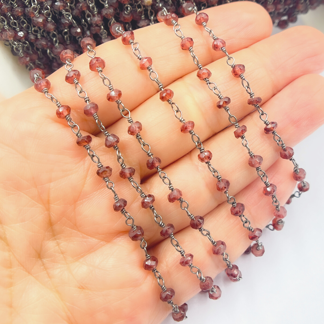 Garnet Gemstone Wire Wrap Chain