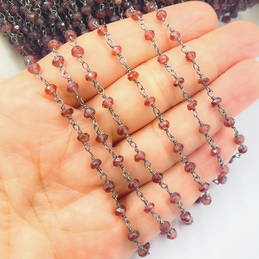 Garnet Gemstone Wire Wrap Chain
