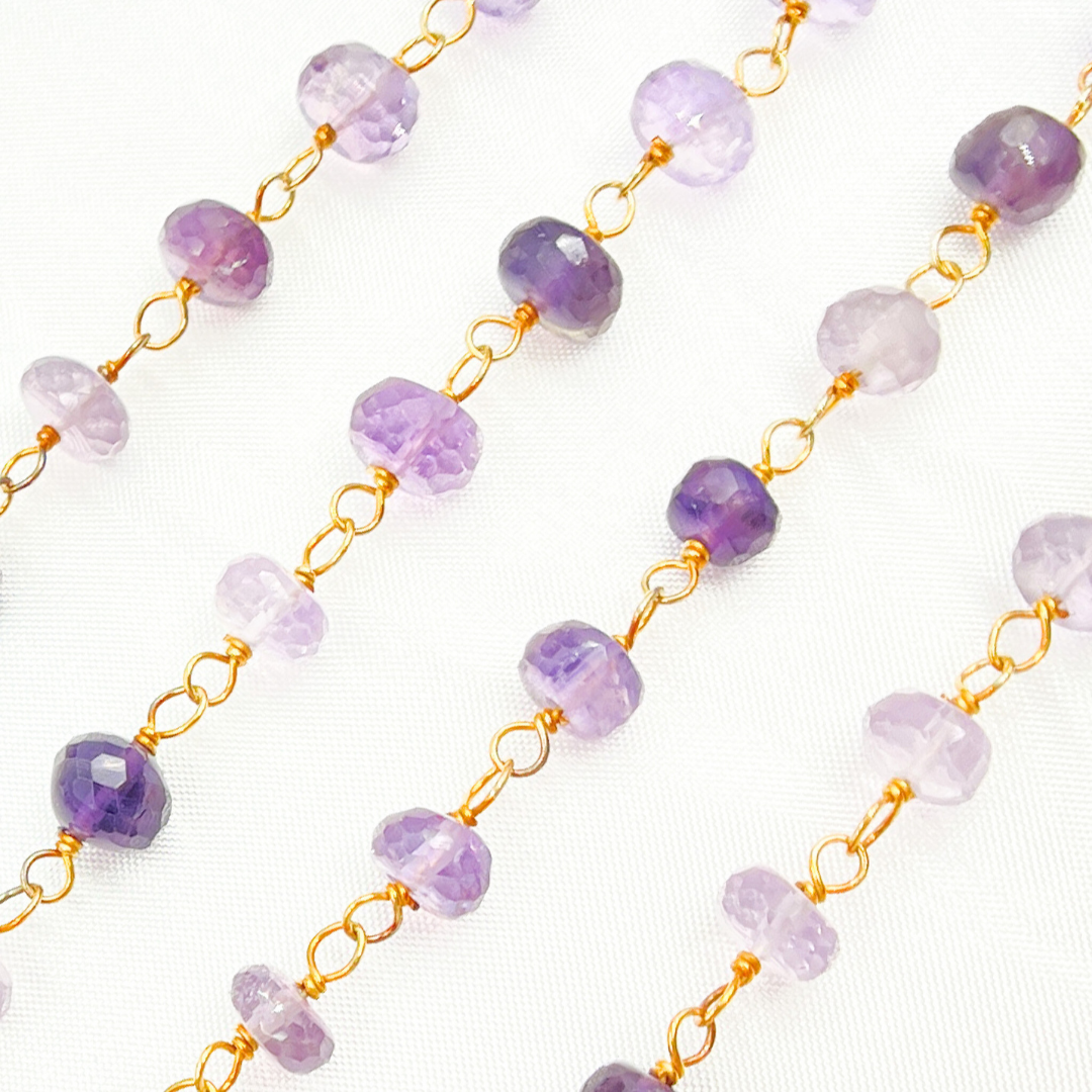 Amethyst Gold Plated Wire Chain. AME28