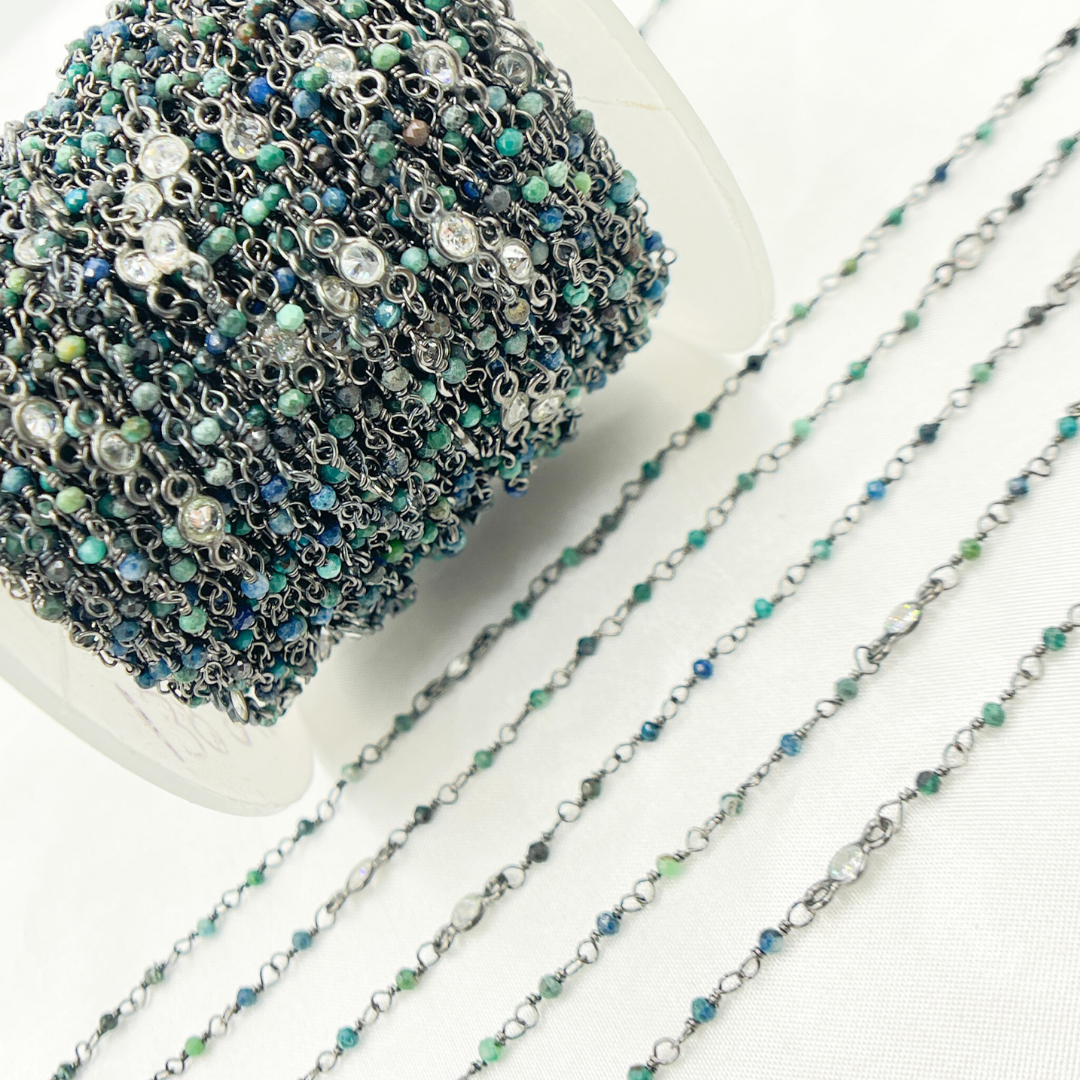 Chrysocolla and C.Z. Oxidized Wire Chain.