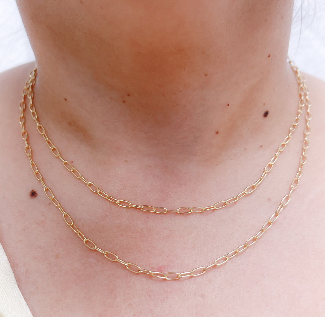 060KF5. 14K Solid Gold Paperclip Chain