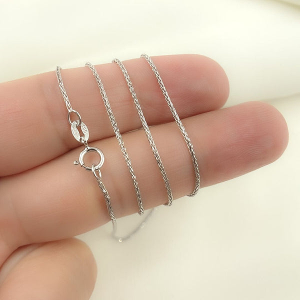 14K Solid White Gold Wheat Chain