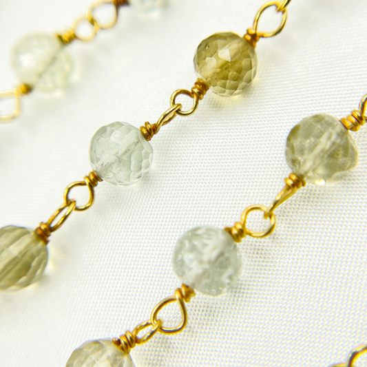Multi Gemstone Gold Plated Wire Chain