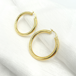 Load image into Gallery viewer, GER163. 14K Solid Gold Hollow Smooth Hoop
