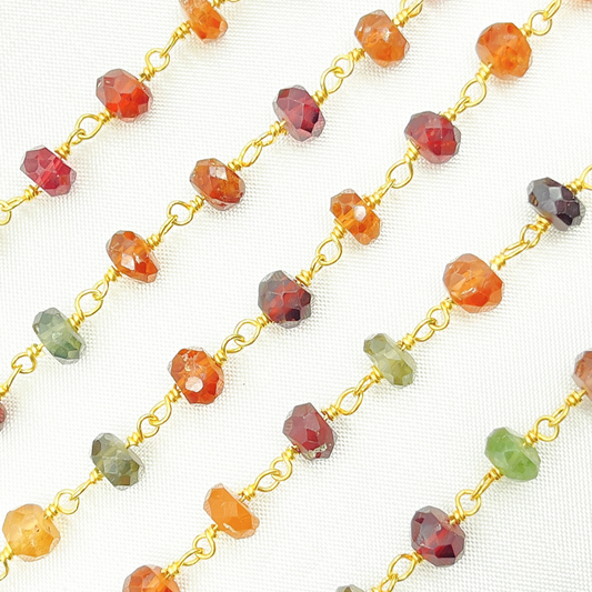 Multi Tunduru Sapphire Gold Plated Wire Chain.