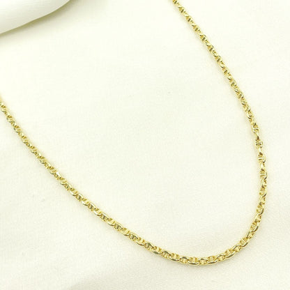 14K Solid Yellow Gold Diamond Cut Marina Style Link Chain