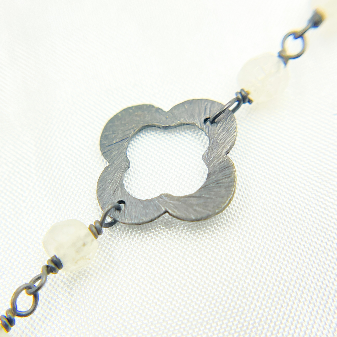 Moonstone with Marquis Shape Oxidized Wire Chain. WMS29