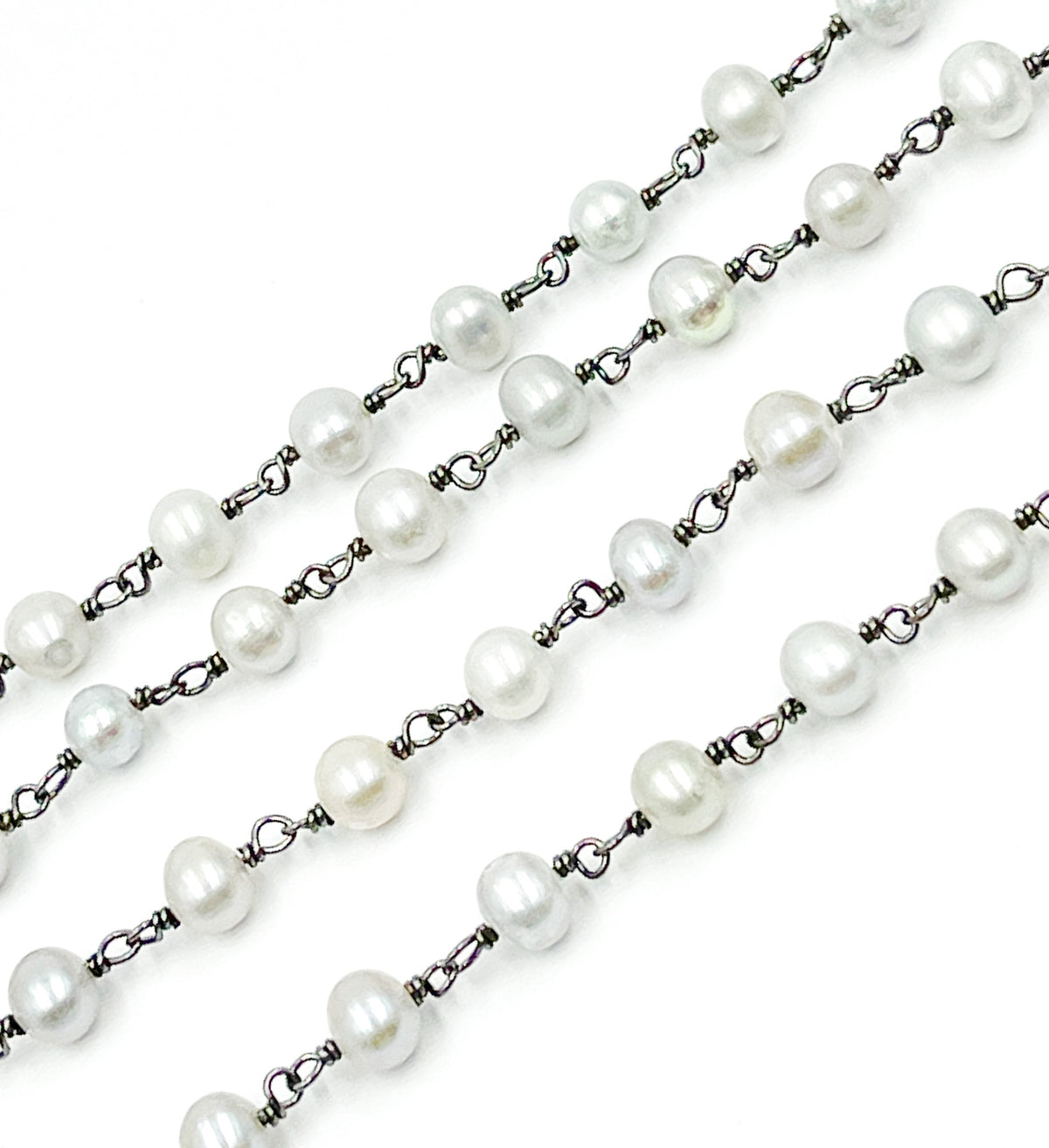 Grey Freshwater Pearl Wire Wrap Chain. PRL29