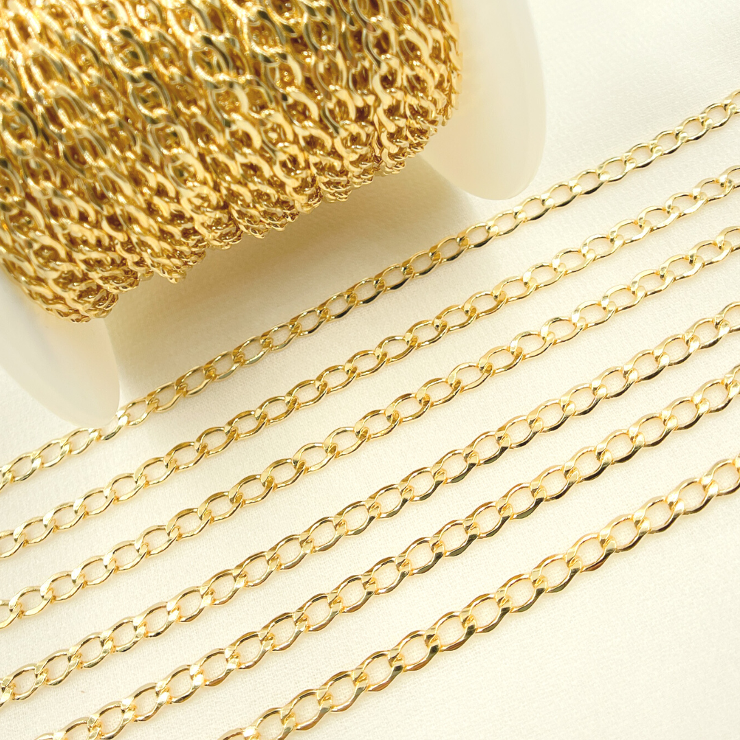 14k Yellow Gold Filled Flat Curb Link Chain. 3306CHRGF