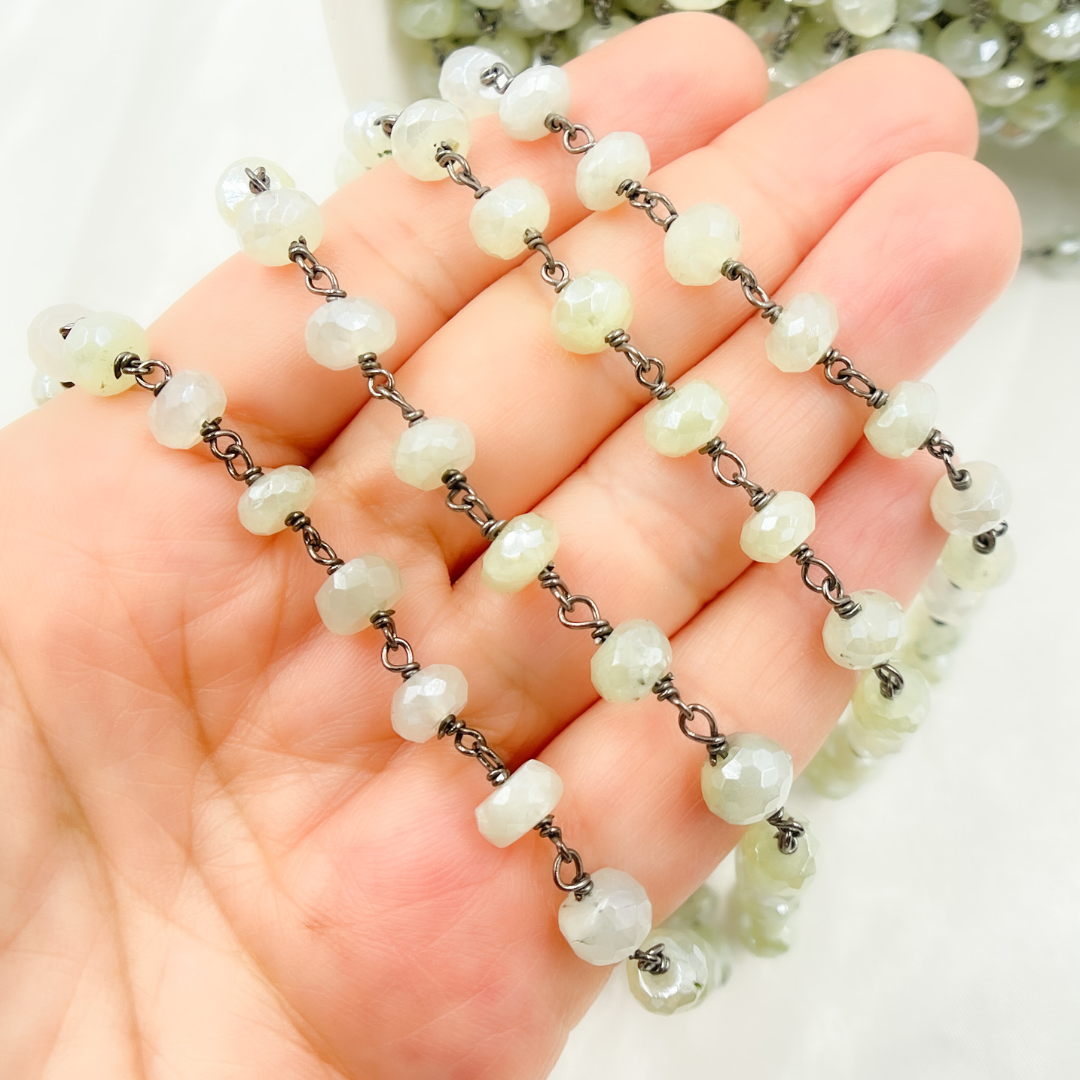 Coated Prehnite Oxidized Wire Chain. CPR6