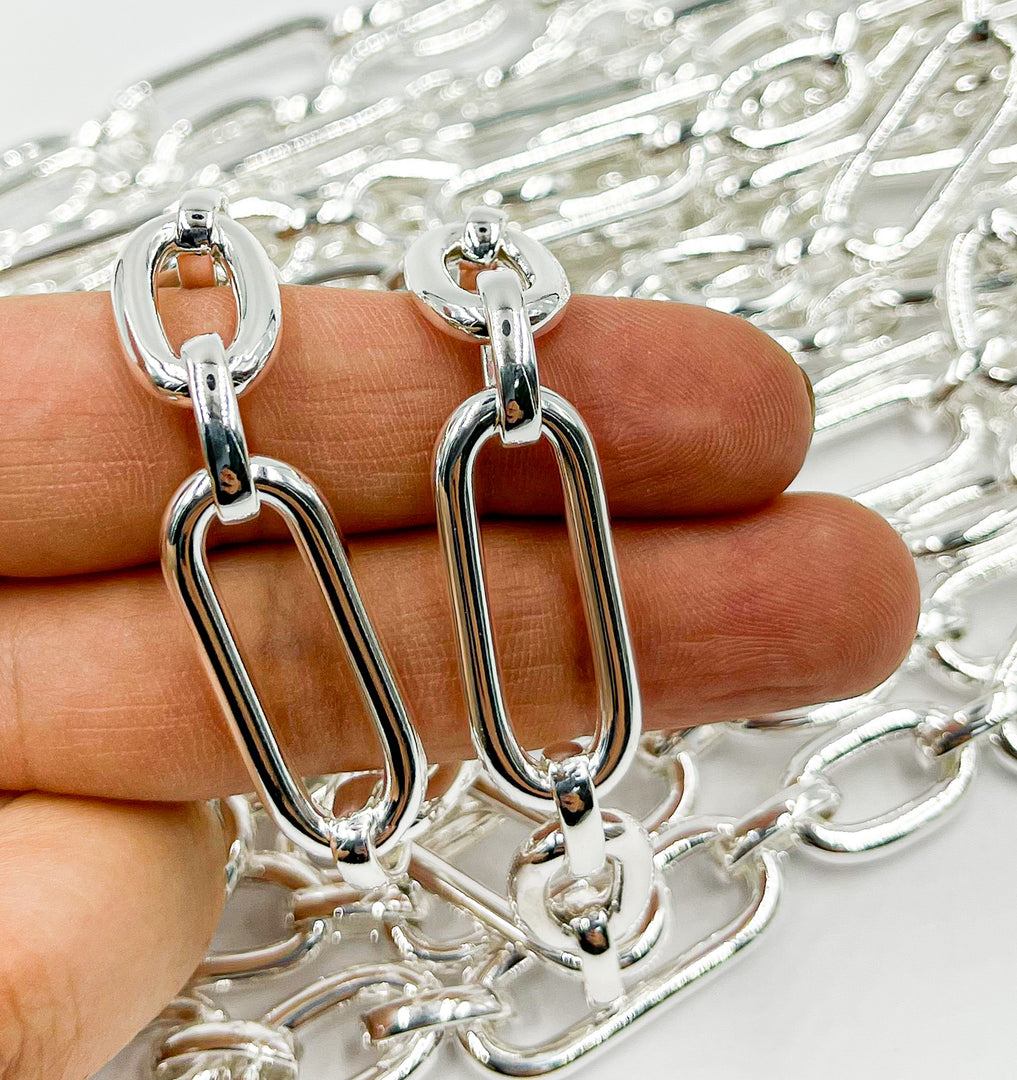 925 Sterling Silver Oval Long & Short Link Chain. 539MTSS