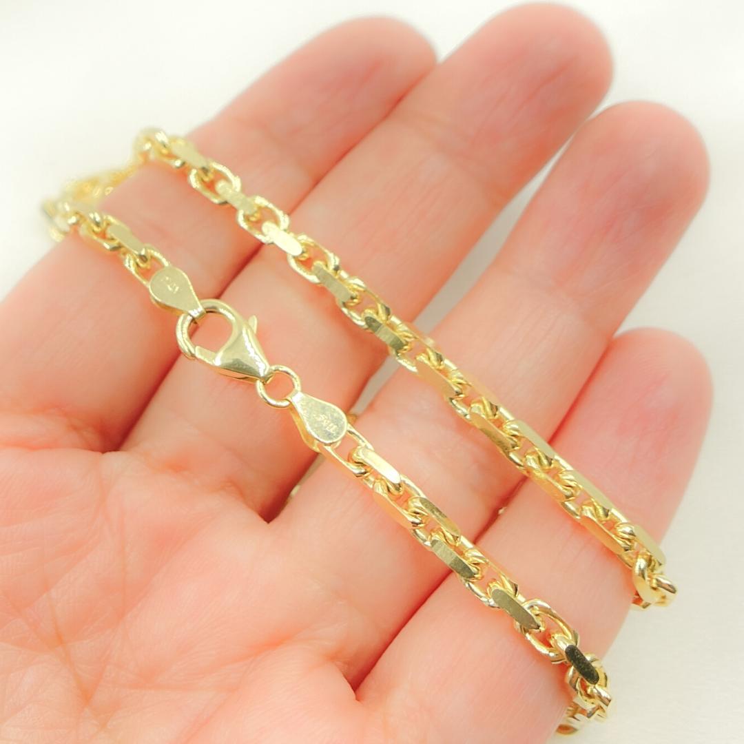 14K Solid Gold Diamond Cut Box Link Chain