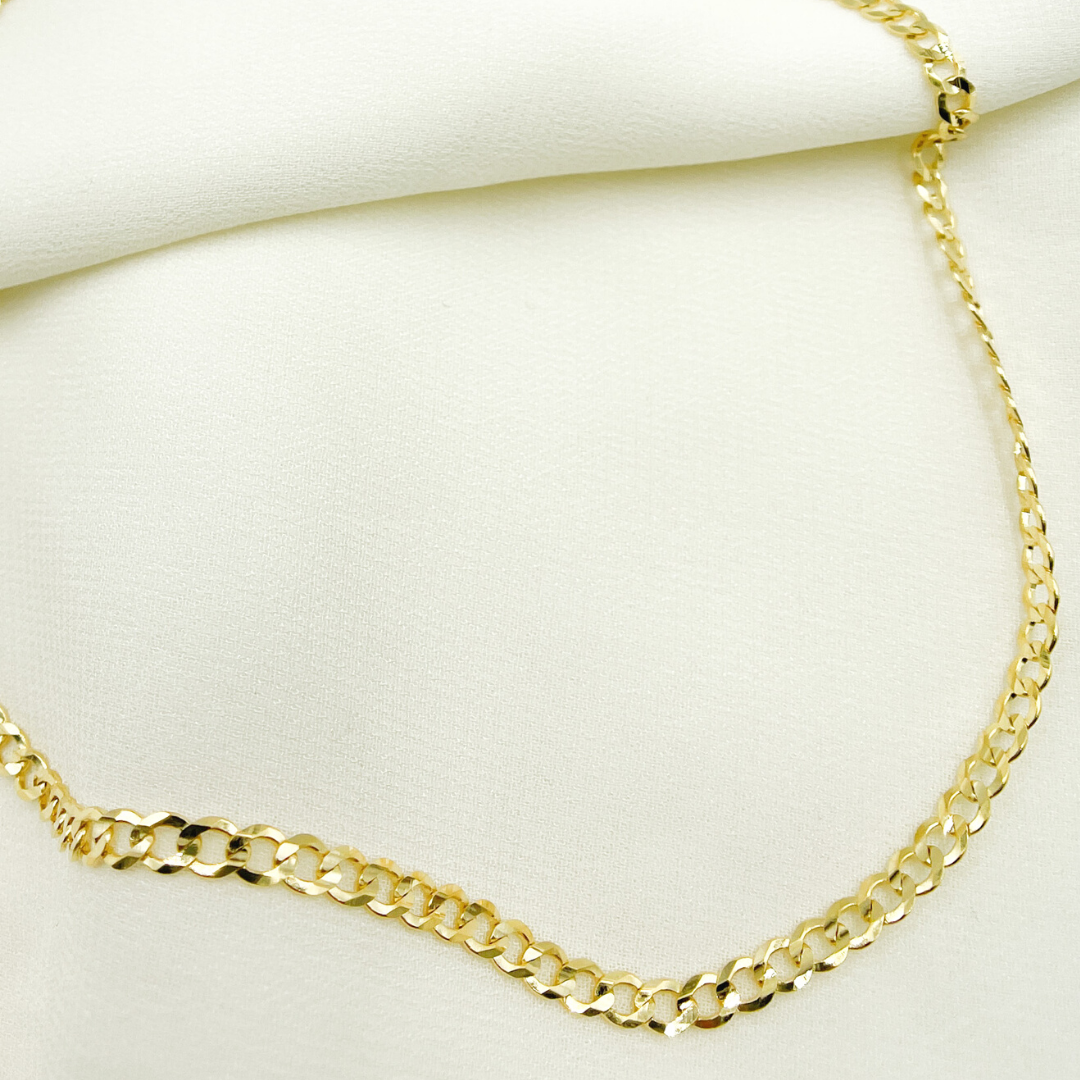 14K Solid Gold Curb Necklace. 173