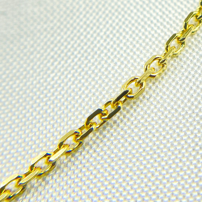 14K Solid Gold Diamond Cut Cable Chain