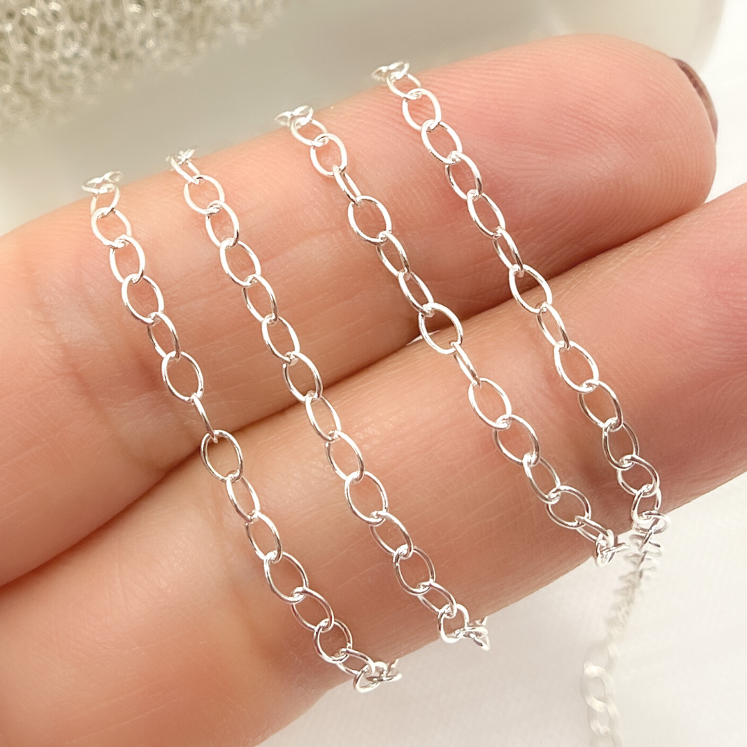 925 Sterling Silver Oval Cable Chain. V100SS