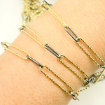 Load image into Gallery viewer, Gold Plated &amp; Black Rhodium 925 Sterling Silver Diamond Cut &amp; Smooth Paperclip Chain. V3GB1
