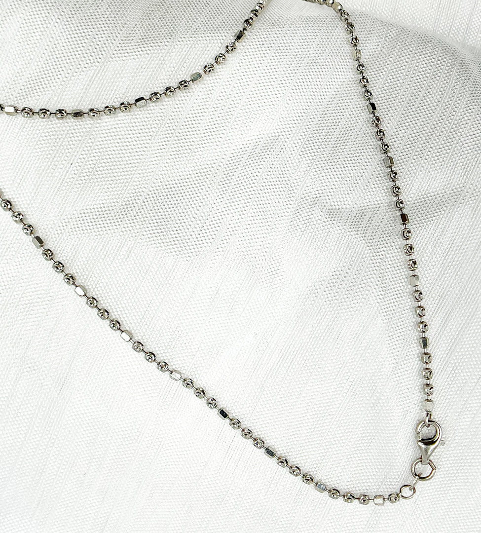 925 Sterling Silver Cube Finish Necklace. 6Necklace