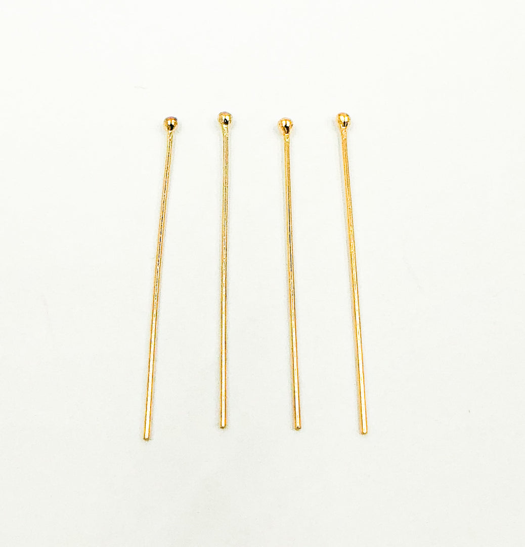 14K Gold Filled Ball Headpin 24 Gauge 1, 1.5 & 2 inch