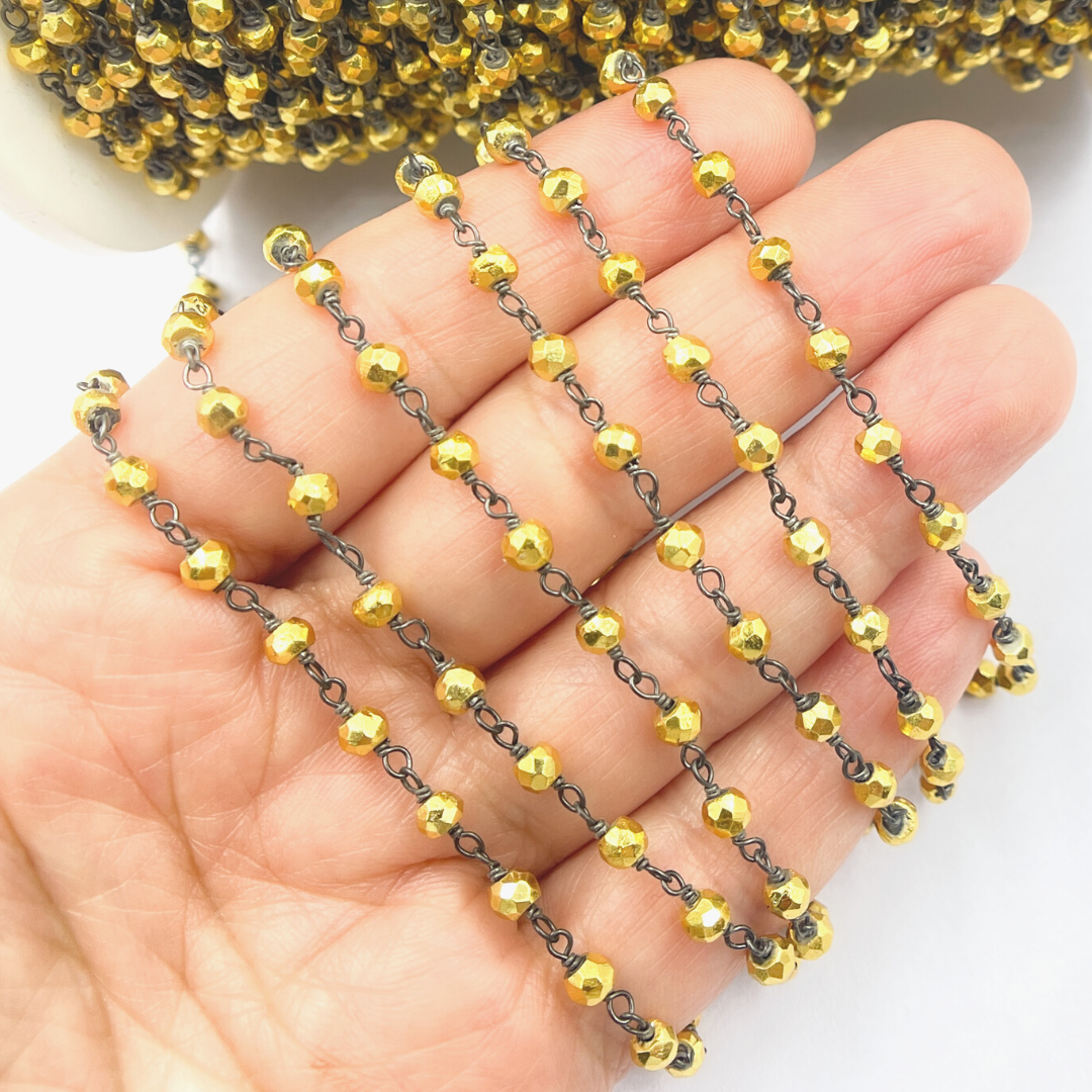 Gold Coated Pyrite Wire Chain. PYR34