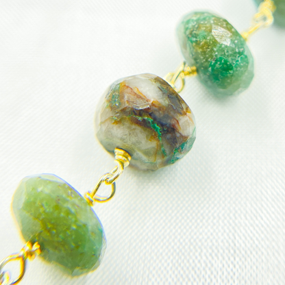 Chrysocolla Gold Plated Wire Chain.