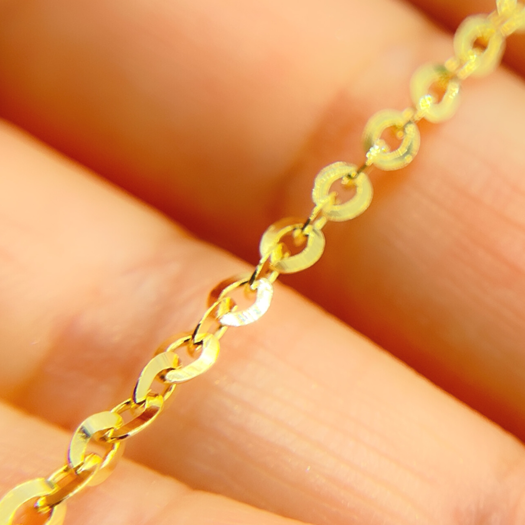 14K Solid Gold Flat Cable Chain