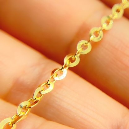 14K Solid Gold Flat Cable Chain
