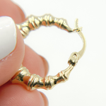 Load image into Gallery viewer, 14K Solid Gold Textured Hoop