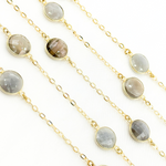 Load image into Gallery viewer, Grey Moonstone Gold Plated Connected Wire Chain. MS71
