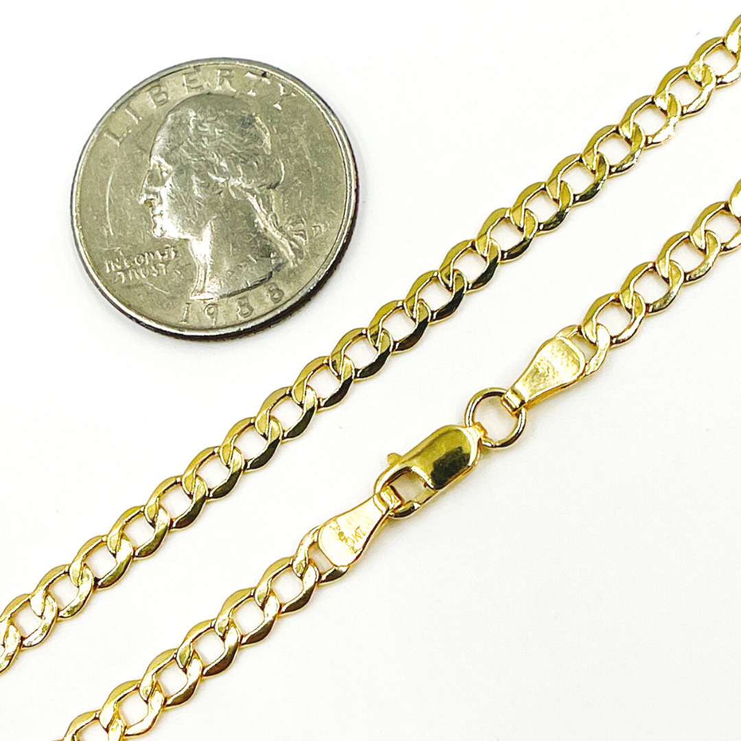 14K Solid Gold Flat Curb Necklace. 030GBL3