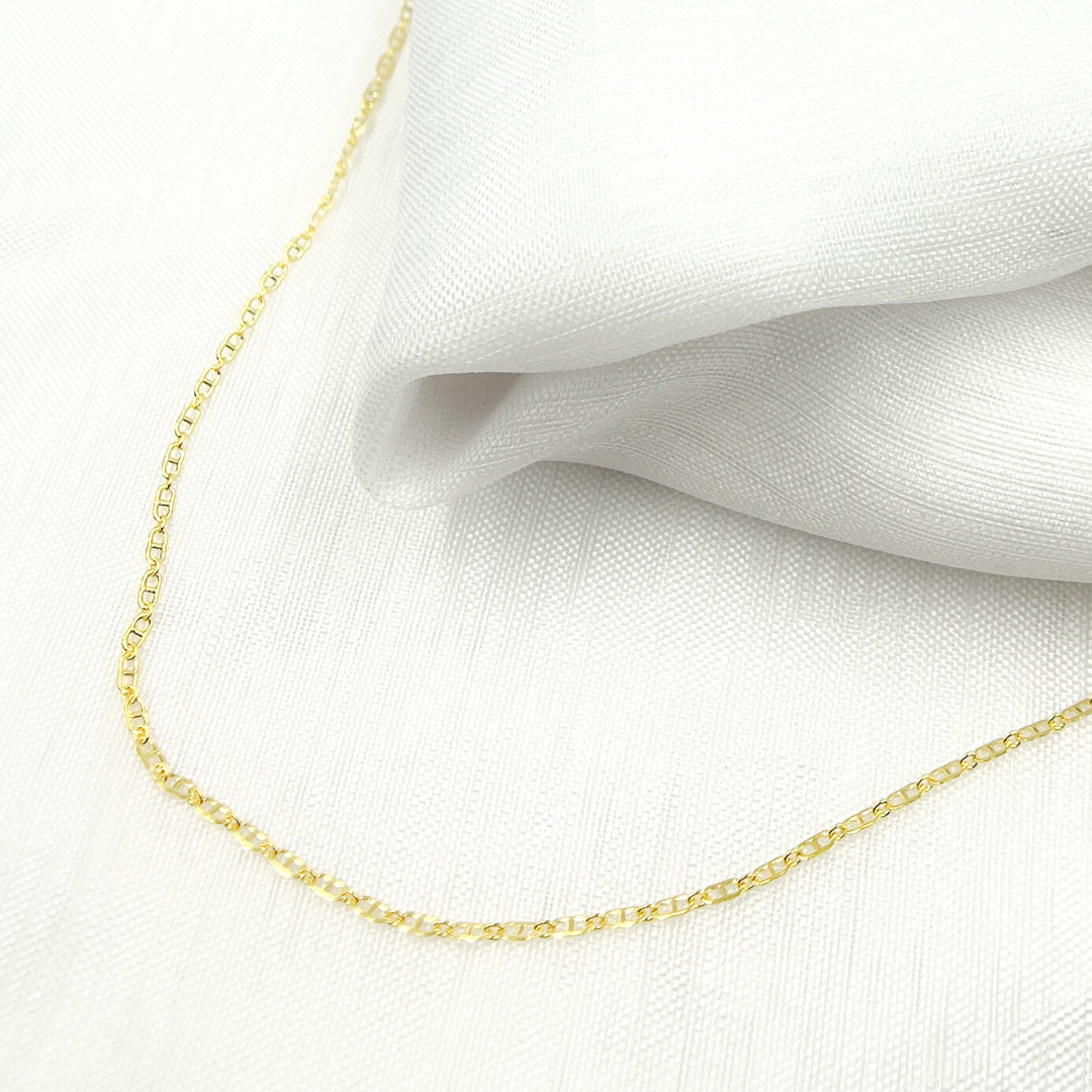 040FA1P111. 14K Solid Gold Flat Marina Chain