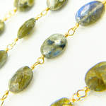 Load image into Gallery viewer, Labradorite Oval Shape Gold Plated Wire Chain. LAB81
