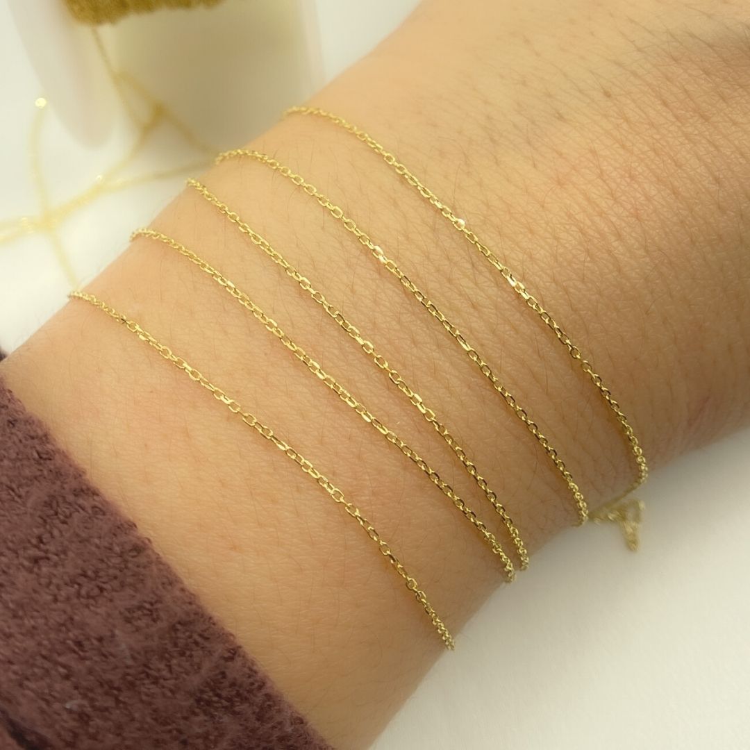 Solid Yellow Gold Smooth Cable Link Chain