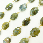 Load image into Gallery viewer, Labradorite Oval Shape Gold Plated Wire Chain. LAB70
