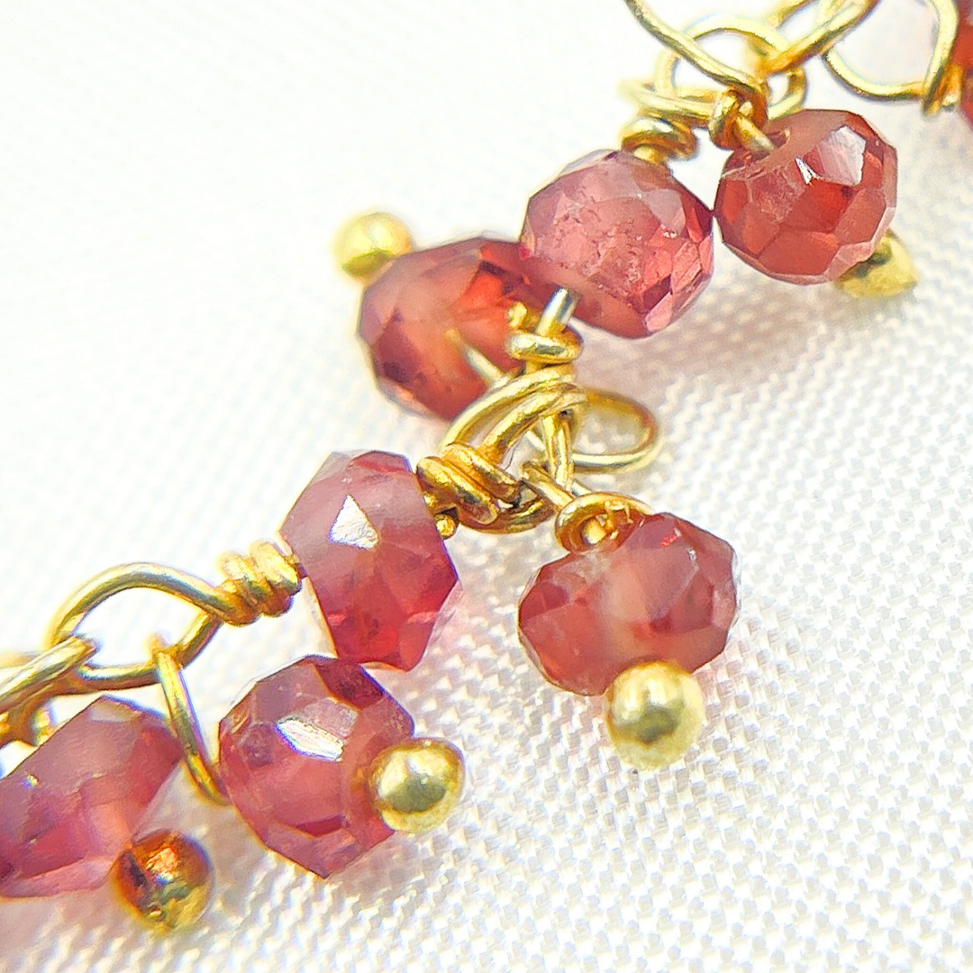 Garnet Cluster Dangle Gold Plated Wire Chain.