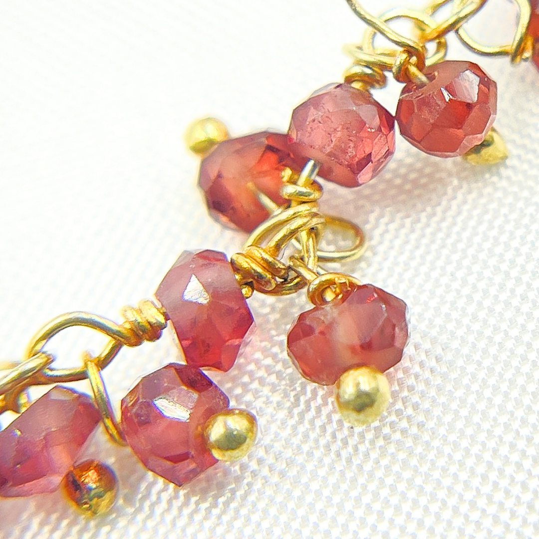 Garnet Cluster Dangle Gold Plated Wire Chain. GAR21