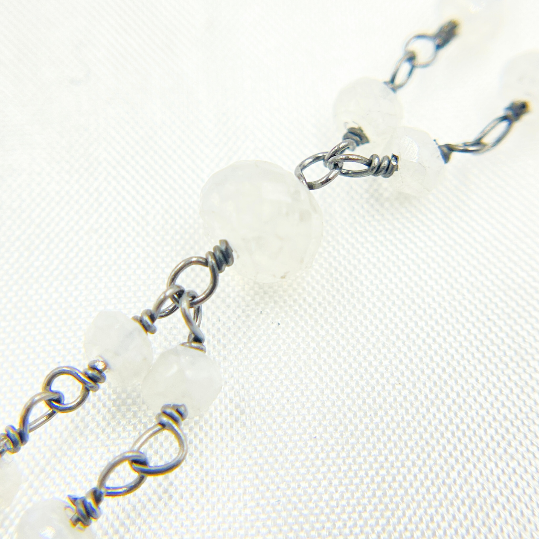 Moonstone Fancy Oxidized Wire Chain.