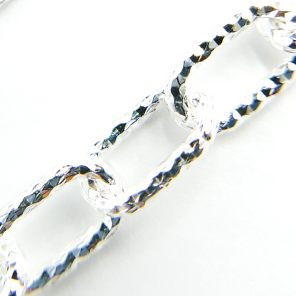 Sterling Silver Round Diamond Cut Paperclip Chain
