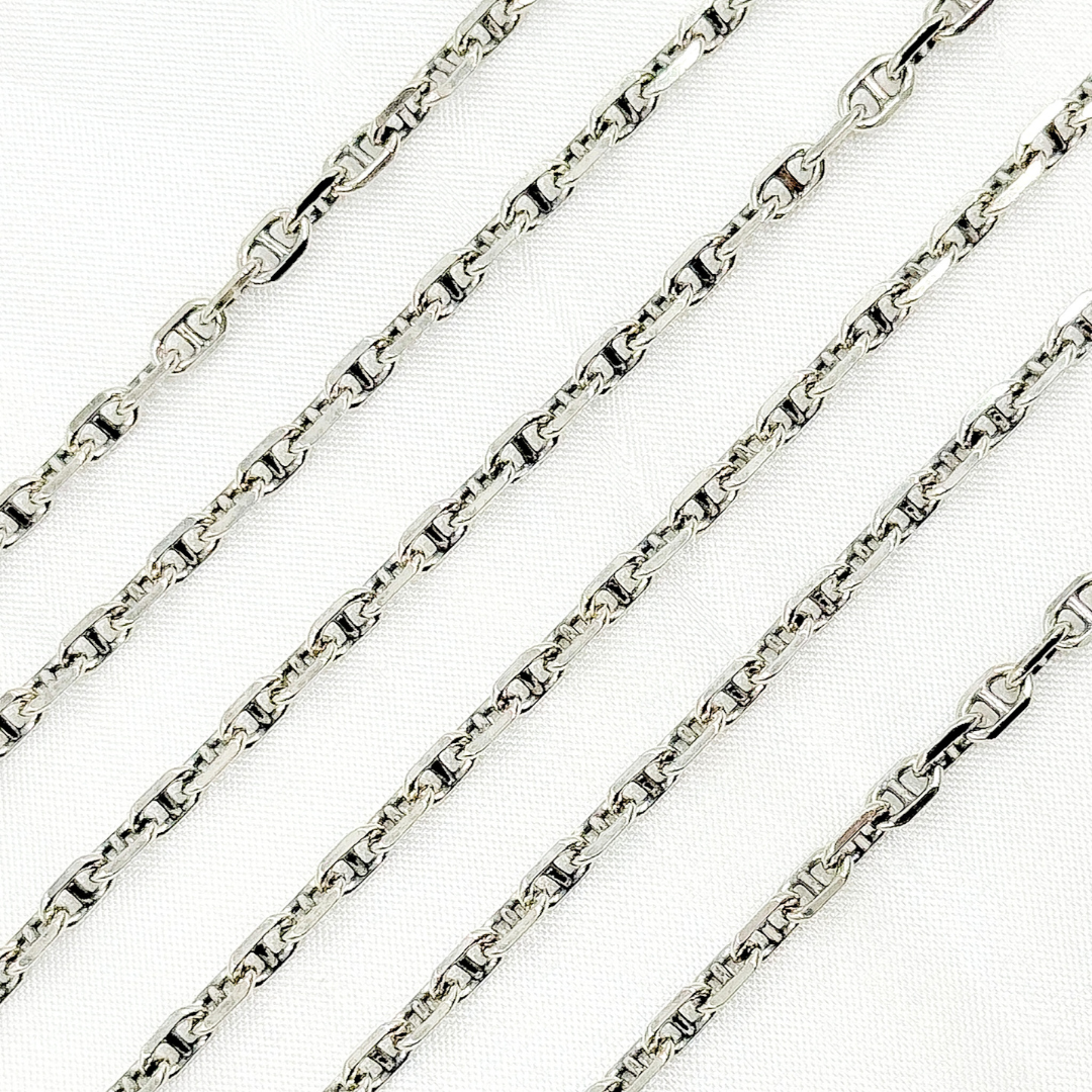 Oxidized 925 Sterling Silver Diamond Cut Marina Chain. Y9OX