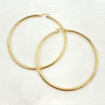 Load image into Gallery viewer, 14K Solid Gold Hollow Smooth Hoop