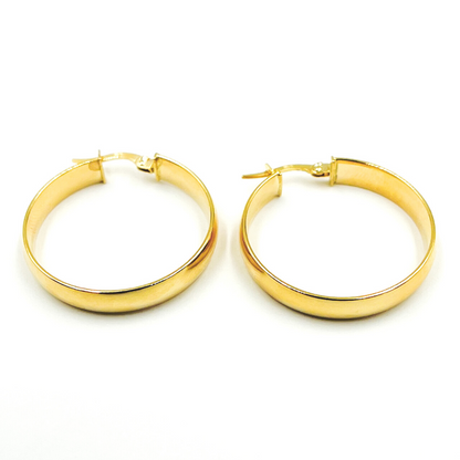 14K Solid Gold Smooth Hoop Earrings