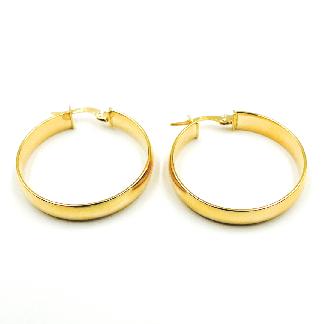 14K Solid Gold Smooth Hoop Earrings