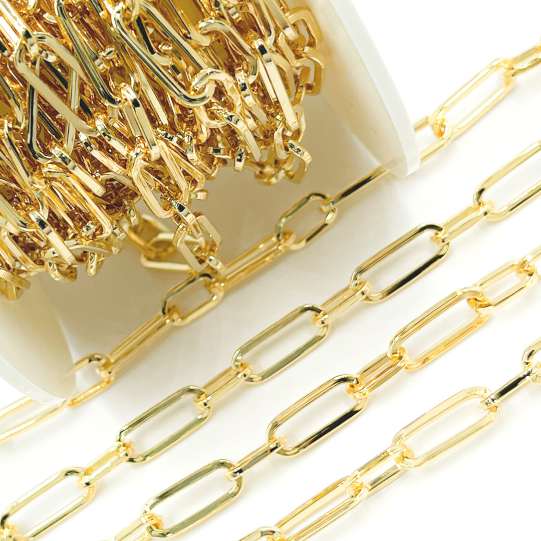 Gold Plated 925 Sterling Silver Flat Paper Clip Chain. V139GP