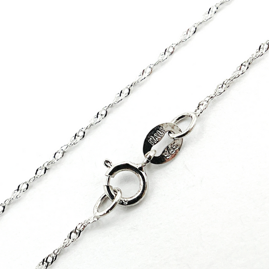 14K Solid White Gold Singapore Chain