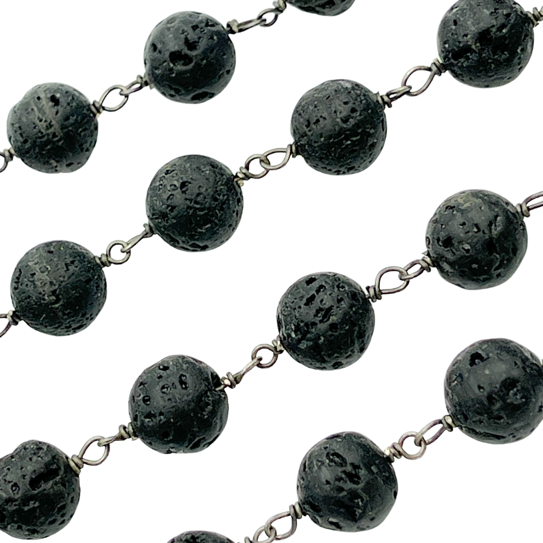 Lava Gemstone Round Shape Wire Chain.